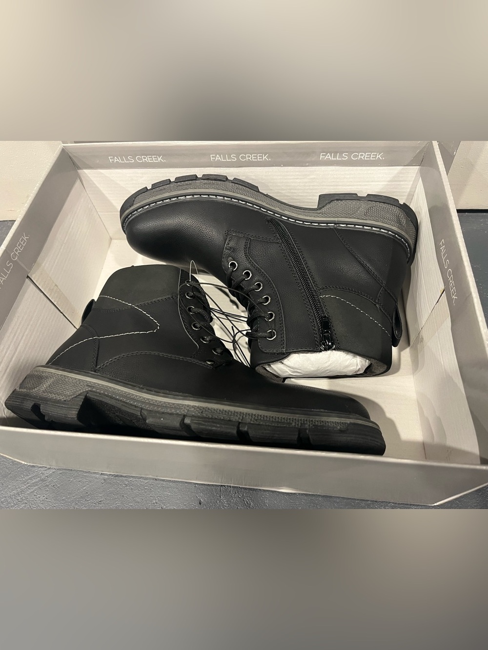 Falls Creek Brent Men's Casual Ankle Boots Black Leather Size 8.5 NEW